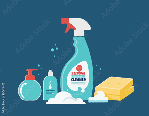 Advertising bathroom cleaner cartoon vector illustration 