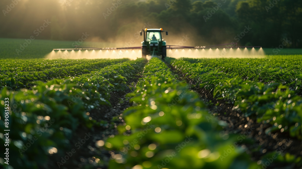 tractor spraying field tractor spraying field