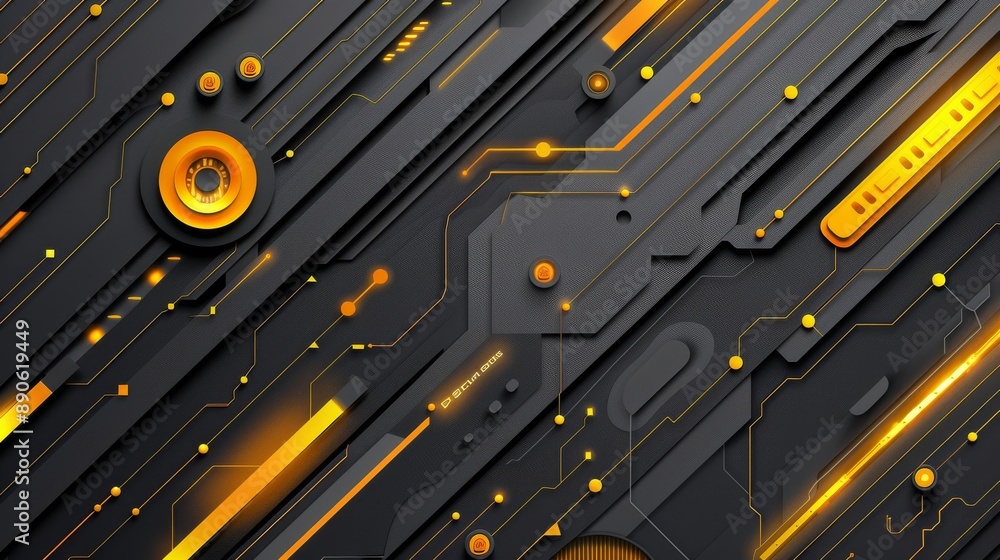Abstract Futuristic Circuitry with Neon Glow Abstract Futuristic Circuitry with Neon Glow