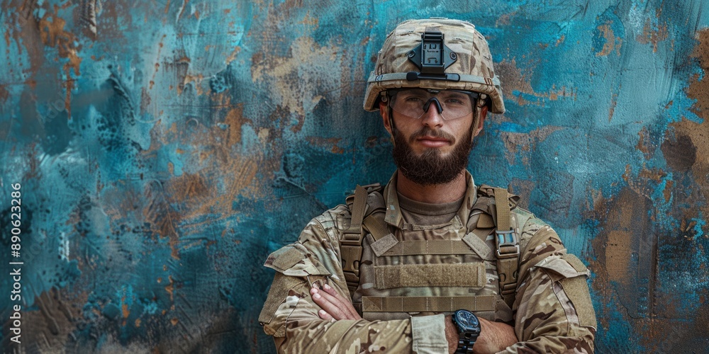 Portrait of a Soldier Standing Against a Wall Portrait of a Soldier Standing Against a Wall