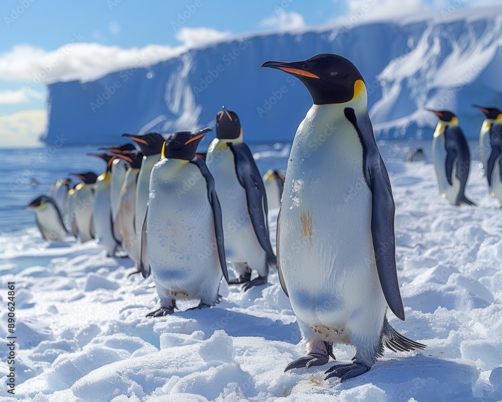 Fototapeta premium Antarctica, icebergs, penguins, sea