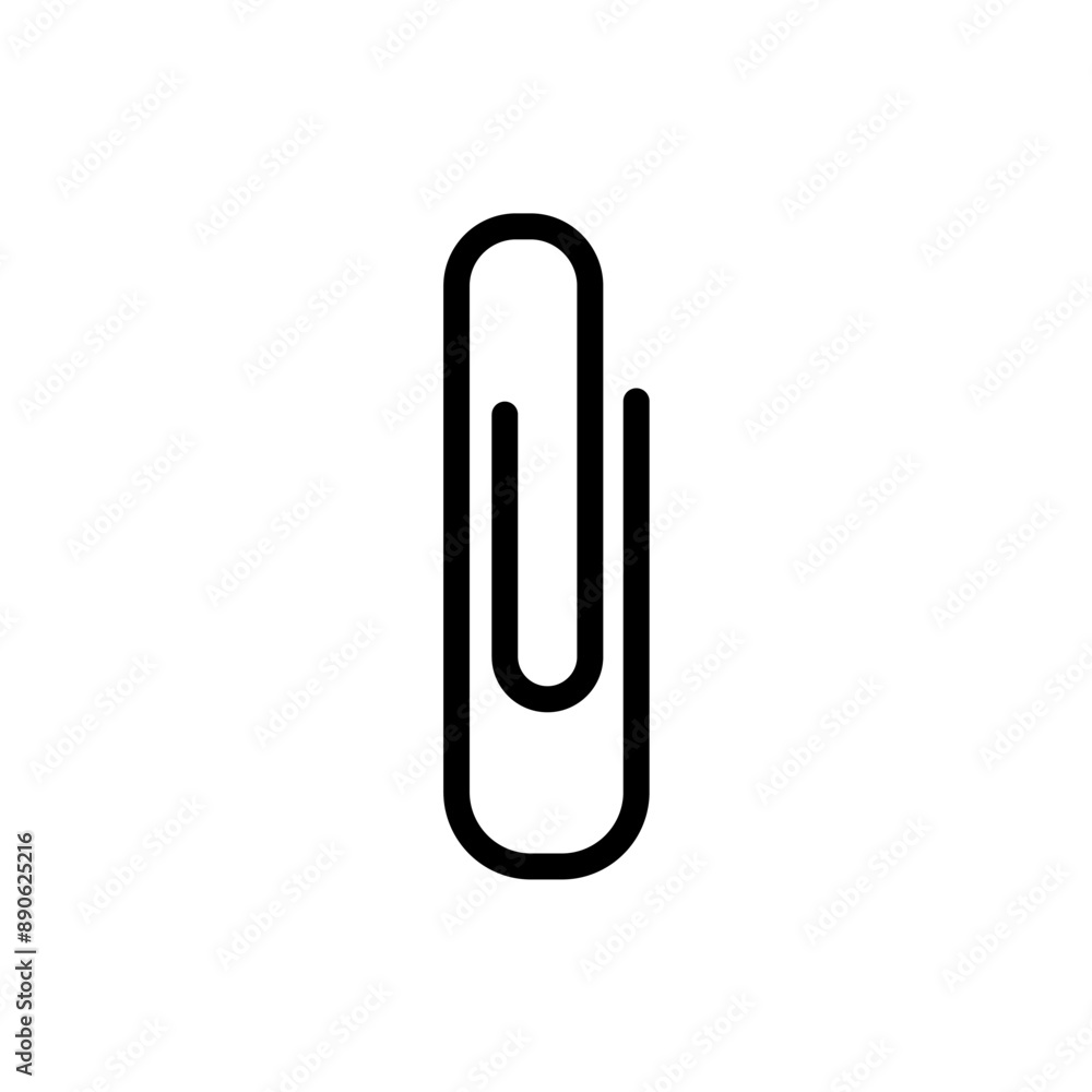 Black line paper clip on white background. Vector icon. Black line paper clip on white background. Vector icon.