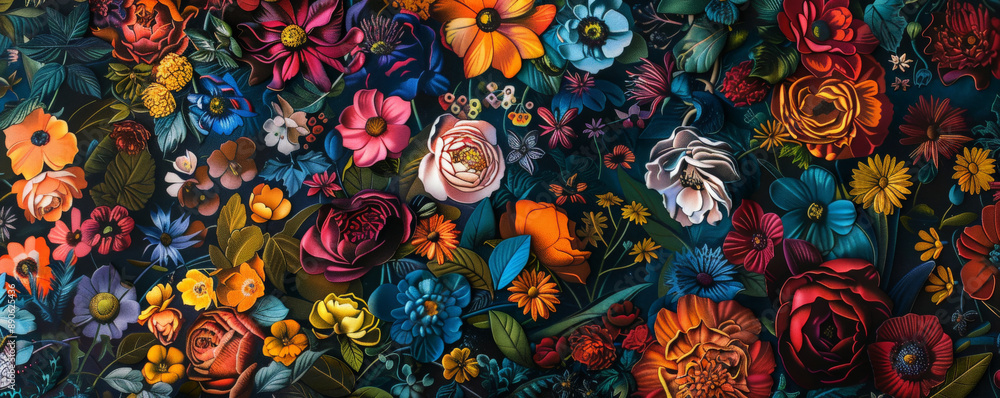 A lavish luxurious floral background, with intricate patterns of flowers and foliage in bright, bold colors, creating an opulent texture. A lavish luxurious floral background, with intricate patterns of flowers and foliage in bright, bold colors, creating an opulent texture.