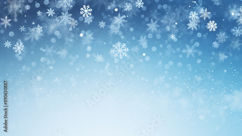 Christmas Background with Blue Snowflakes Winter © vista