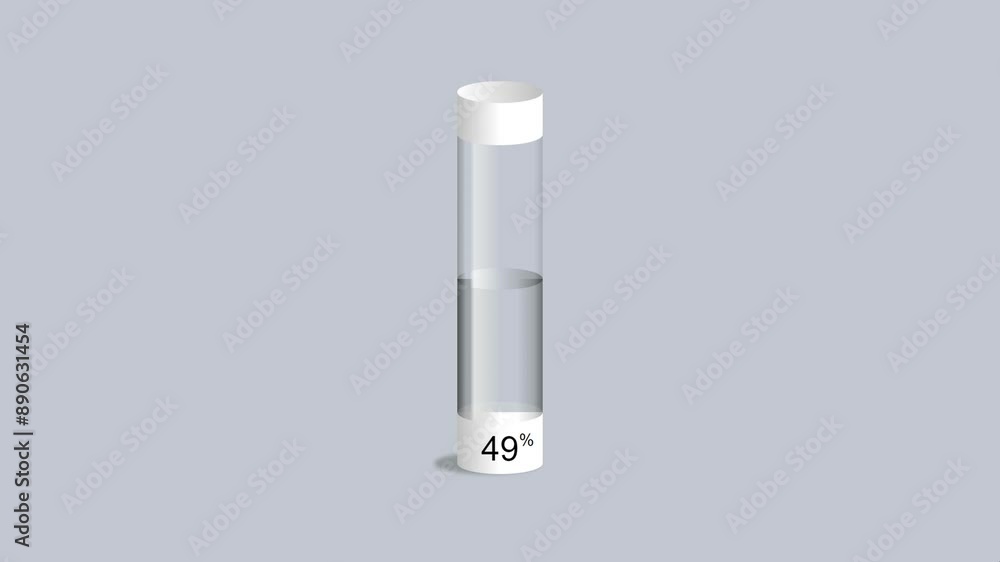 Loading glass tube bar progress animation. Processing from 0 to 100 filling on gray background. Percent indicator. Running bar counter Loading glass tube bar progress animation. Processing from 0 to 100 filling on gray background. Percent indicator. Running bar counter