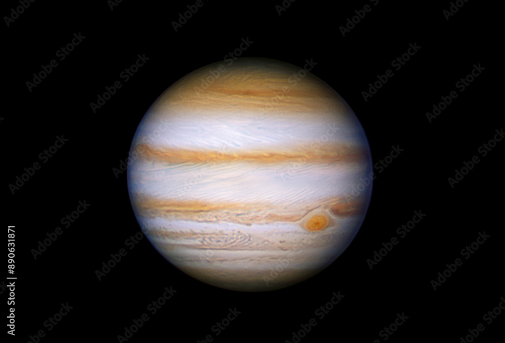 Astronomical photograph of Jupiter showcasing stunning planetary details. Astronomical photograph of Jupiter showcasing stunning planetary details.