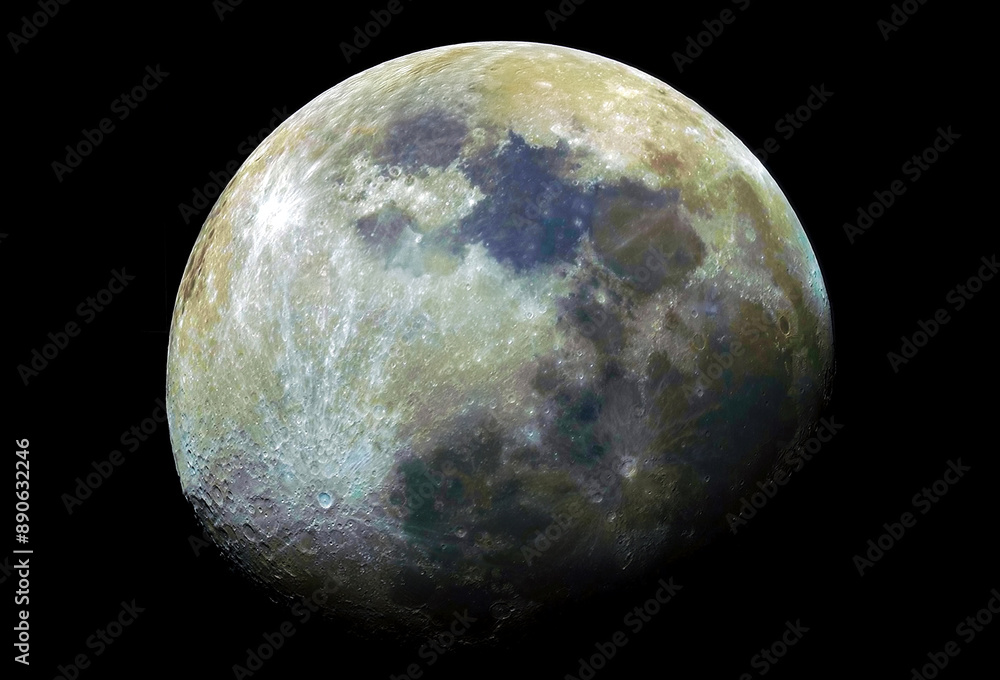 Astronomical photo of mineral moon with true colors. Astronomical photo of mineral moon with true colors.