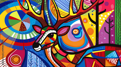 Abstract deer design, wallpaper, beautiful wild animals and prey for predators