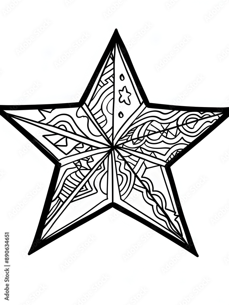 Intricate Star Design in Black and White, Perfect for Coloring and craft projects Intricate Star Design in Black and White, Perfect for Coloring and craft projects