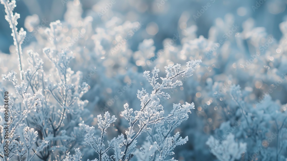 Image of frost-covered branches of delicate plants glistening under a soft wintery light, encapsulating the cold beauty and stillness of a winter morning. Image of frost-covered branches of delicate plants glistening under a soft wintery light, encapsulating the cold beauty and stillness of a winter morning.