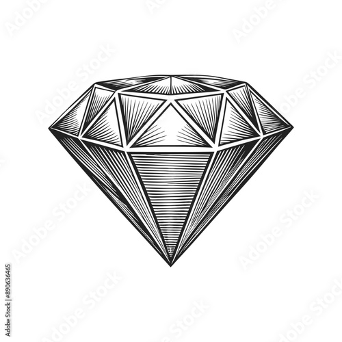 diamond engraving hand drawn illustration isolated white background