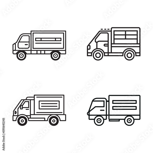 Shipping Truk line icon vector set. autotruck car icon vector illustration EPS 10