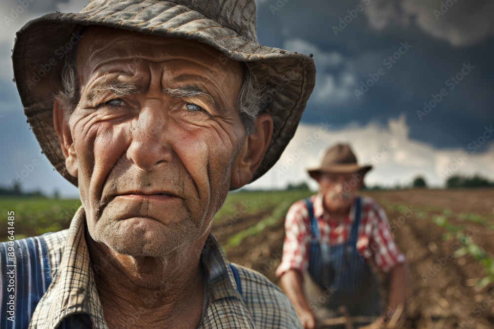 Fototapeta premium Agriculture. Farmers are planting in the field. Garden nature, fertile soil ecology.