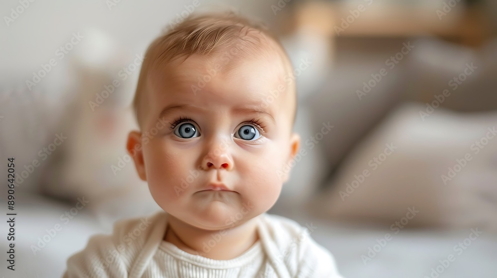 Portrait of a Baby with Big Blue Eyes Portrait of a Baby with Big Blue Eyes