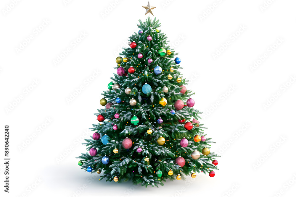 Detailed realistic depiction of a Christmas tree on white background Detailed realistic depiction of a Christmas tree on white background