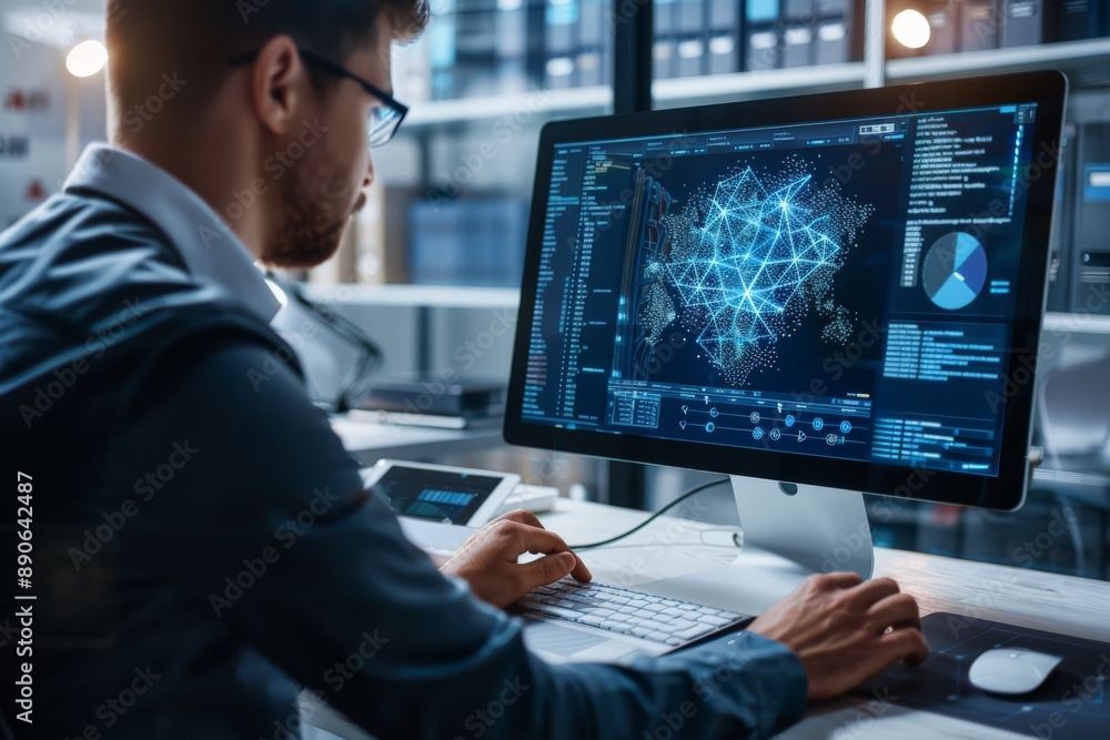 cybersecurity expert analyzing data cybersecurity expert analyzing data