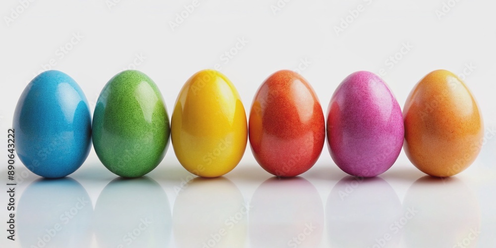 A row of colorful eggs with pink blue Creative AI A row of colorful eggs with pink blue Creative AI