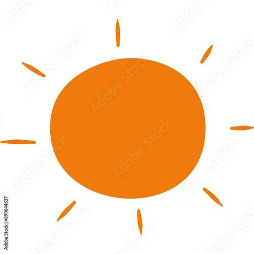 orange color sun isolated on white background, weather category, weather vector illustration