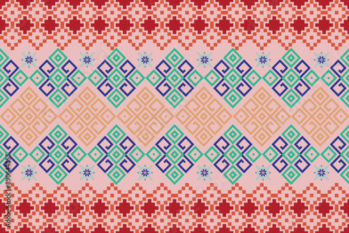 pixel art flower on white background wallpaper oriental seamless pattern.ornament. Ethnic .decor style.  geometric ornament. Vector seamless pattern.  blanket, rug. Woven carpet fabric