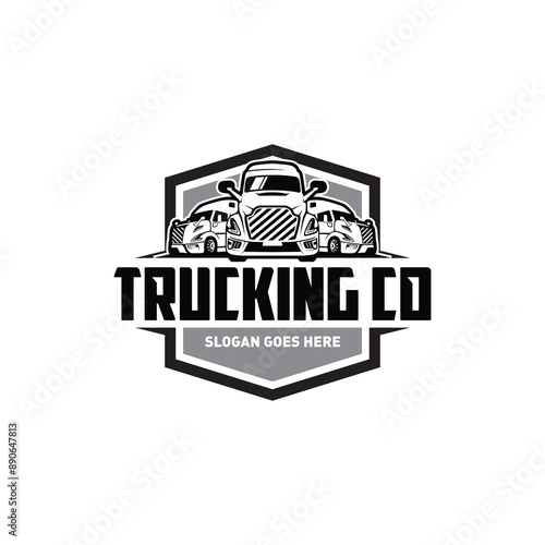 Trucking company logo. Bold badge emblem logo concept