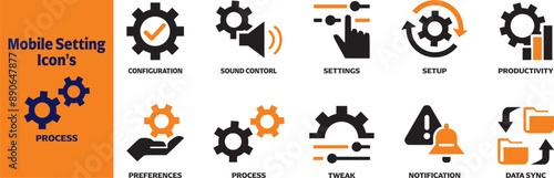 Smartphone services related line icon set. Mobile phone linear icons. Mobile technology outline vector sign collection. 