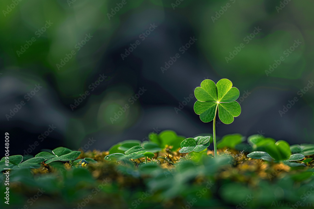 A clover leaf, a symbol of good luck, traditionally associated with St. Patrick's Day and the belief in good fortune. A clover leaf, a symbol of good luck, traditionally associated with St. Patrick's Day and the belief in good fortune.