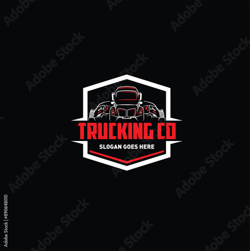 Trucking company logo. Bold badge emblem logo concept