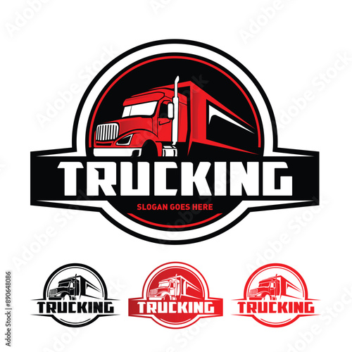 Trucking company logo. Bold badge emblem logo concept