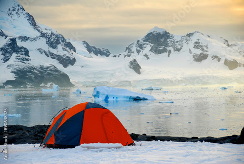 Tent on a glacier in Antarctica