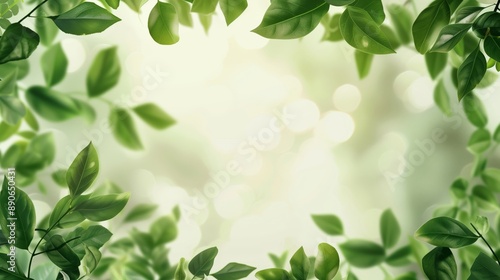 Nature's Canopy: Green Leaves with Sunlight Peeking Through