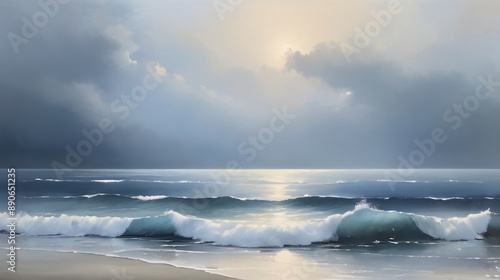 beauty landscape view of quiet ocean with waves