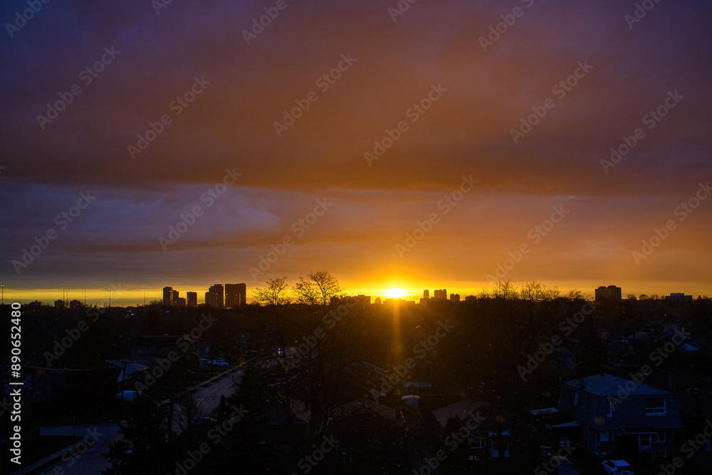 Fototapeta premium Sunrise in Scarborough city, Ontario, Canada