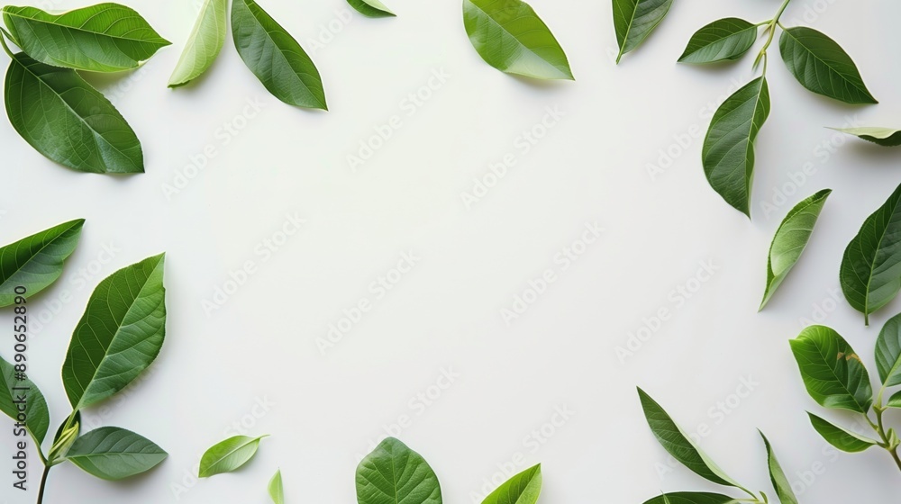 Fresh Green Leaves Forming a Natural Border for a Clean and Organic Background Fresh Green Leaves Forming a Natural Border for a Clean and Organic Background