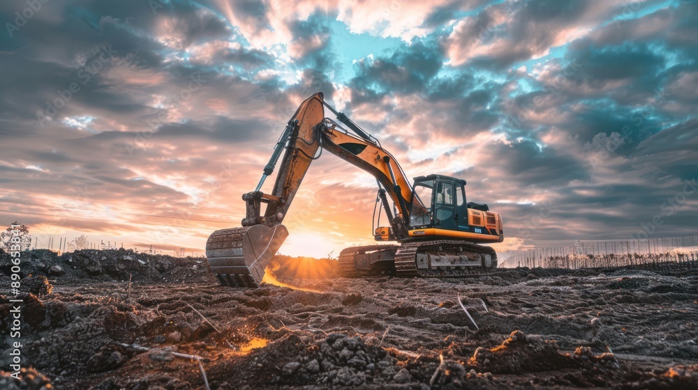 excavator blue sky heavy machine construction site excavator blue sky heavy machine construction site