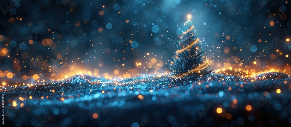 Sparkling Christmas Tree in a Magical Night Sparkling Christmas Tree in a Magical Night