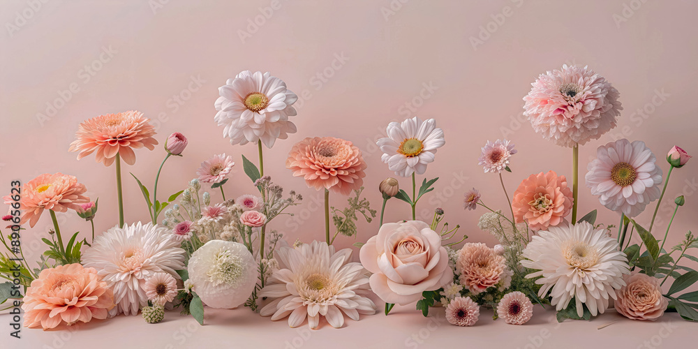 A soft pastel arrangement of various flowers against a light background, showcasing elegance and simplicity.
A soft pastel arrangement of various flowers against a light background, showcasing elegance and simplicity.