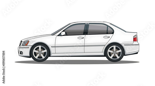 A white sedan illustrated in a simple, cartoon-like style. © Nurlan