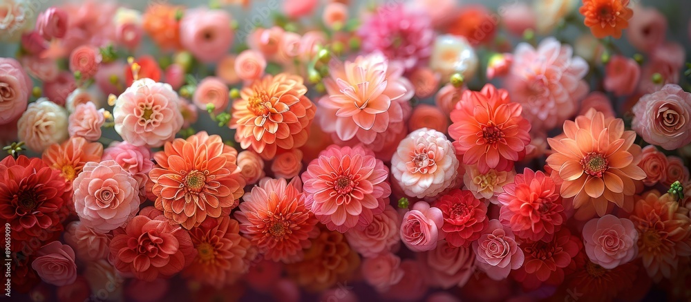 A Vibrant Bouquet of Coral and Pink Dahlias A Vibrant Bouquet of Coral and Pink Dahlias