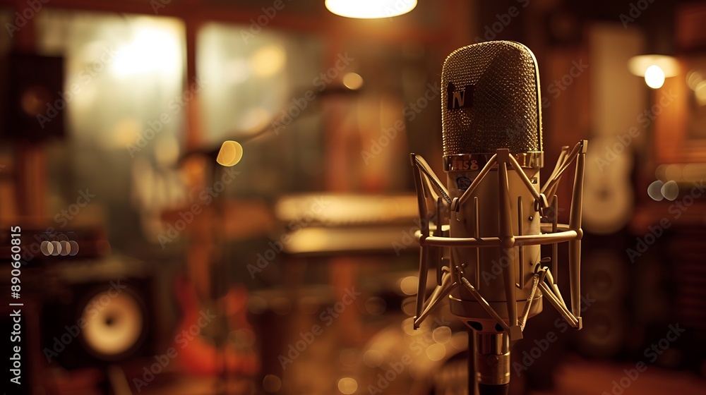 Professional Microphone in a Recording Studio Professional Microphone in a Recording Studio