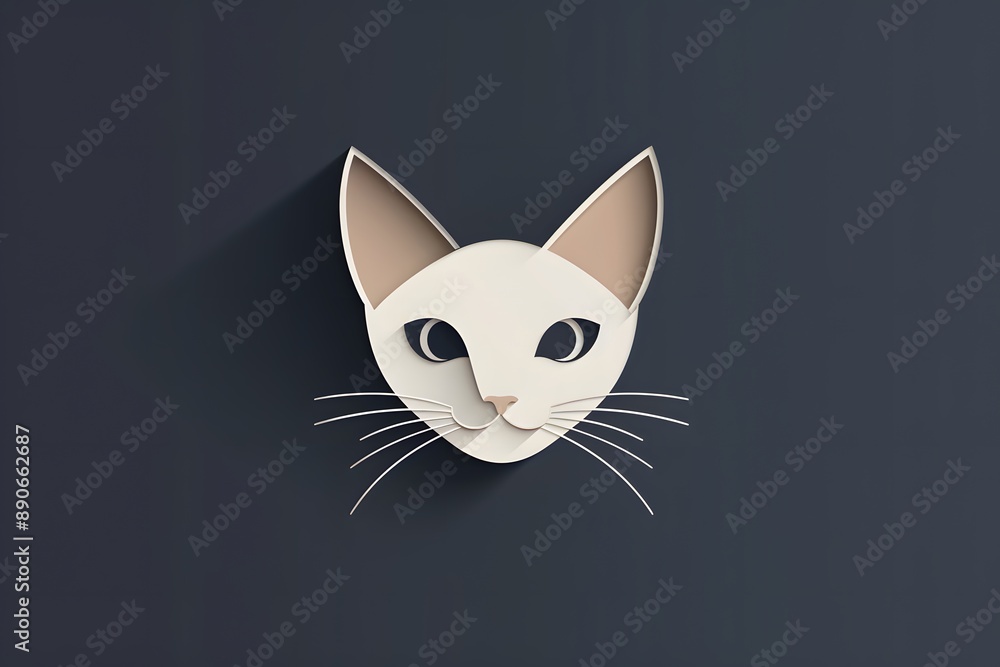 Minimalistic cat illustration on a dark background, featuring geometric shapes and simple colors. Minimalistic cat illustration on a dark background, featuring geometric shapes and simple colors.
