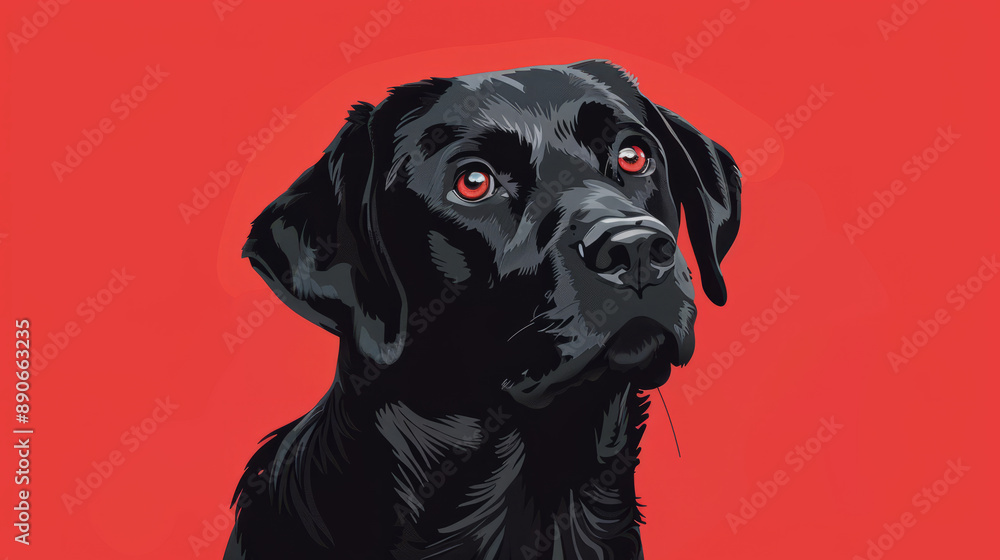 Obraz premium Black labrador retriever dog in flat vector art cartoon style illustration