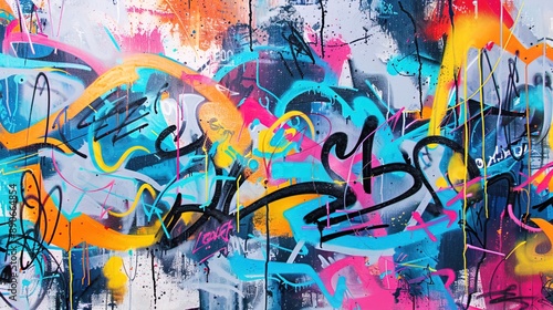 bright street graffiti on the wall, street art