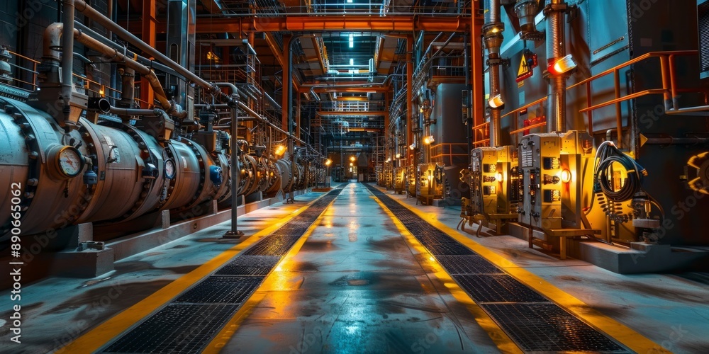 Industrial Interior with Machinery and Pipes Industrial Interior with Machinery and Pipes