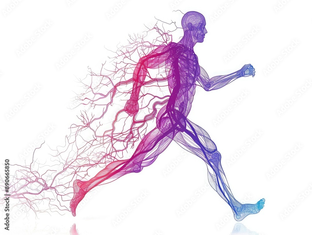 Flow-based graphic showing circulatory condition and fitness, emphasizing the role of physical activity in cardiovascular health Flow-based graphic showing circulatory condition and fitness, emphasizing the role of physical activity in cardiovascular health