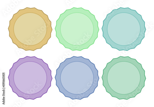 Hoja de icono de sellos o emblemas de varios colores