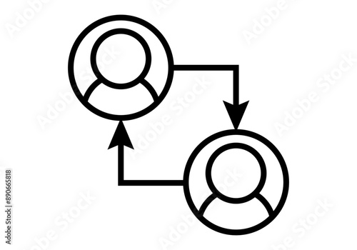 Icono negro de retroalimentación entre dos usuarios