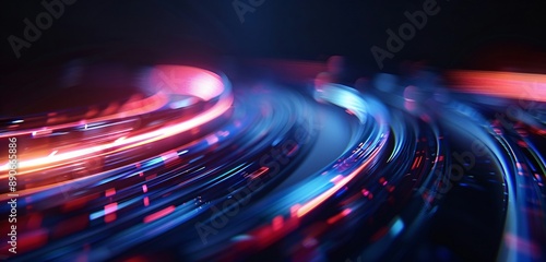 Abstract speed lines in blue and red on a dark background