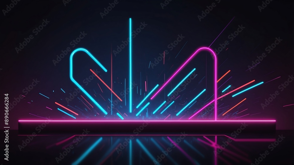 Obraz premium Stunning Abstract Neons in the Dark, Featuring Vibrant Colors and Dynamic Patterns, Perfect for Modern Digital Art, Backgrounds, and Trendy Visual Design Projects