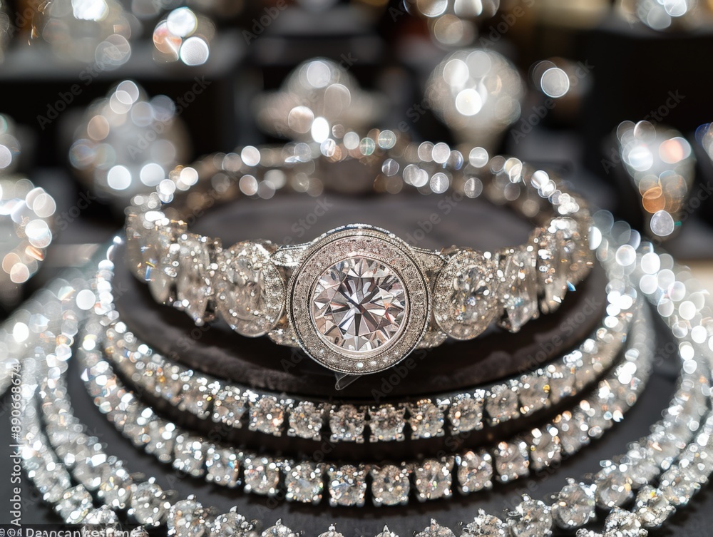 Sparkling Diamond Bracelets on Display Sparkling Diamond Bracelets on Display