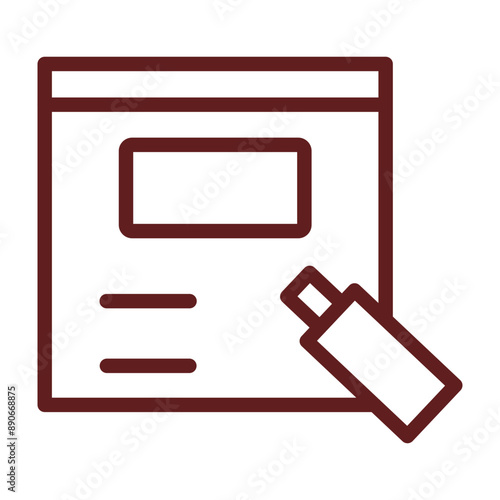 Off-Page Optimization Vector Line Maroon Icon Design